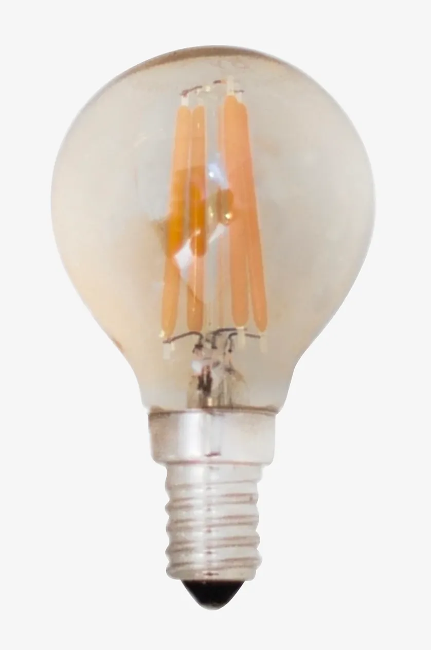 Filament dekorationspære, LED dæmpbar globe, E14, 4W, Ø 45 mm amber