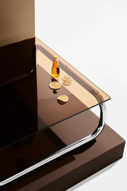 Lulu sofabord i glas og krom 80x80 cm