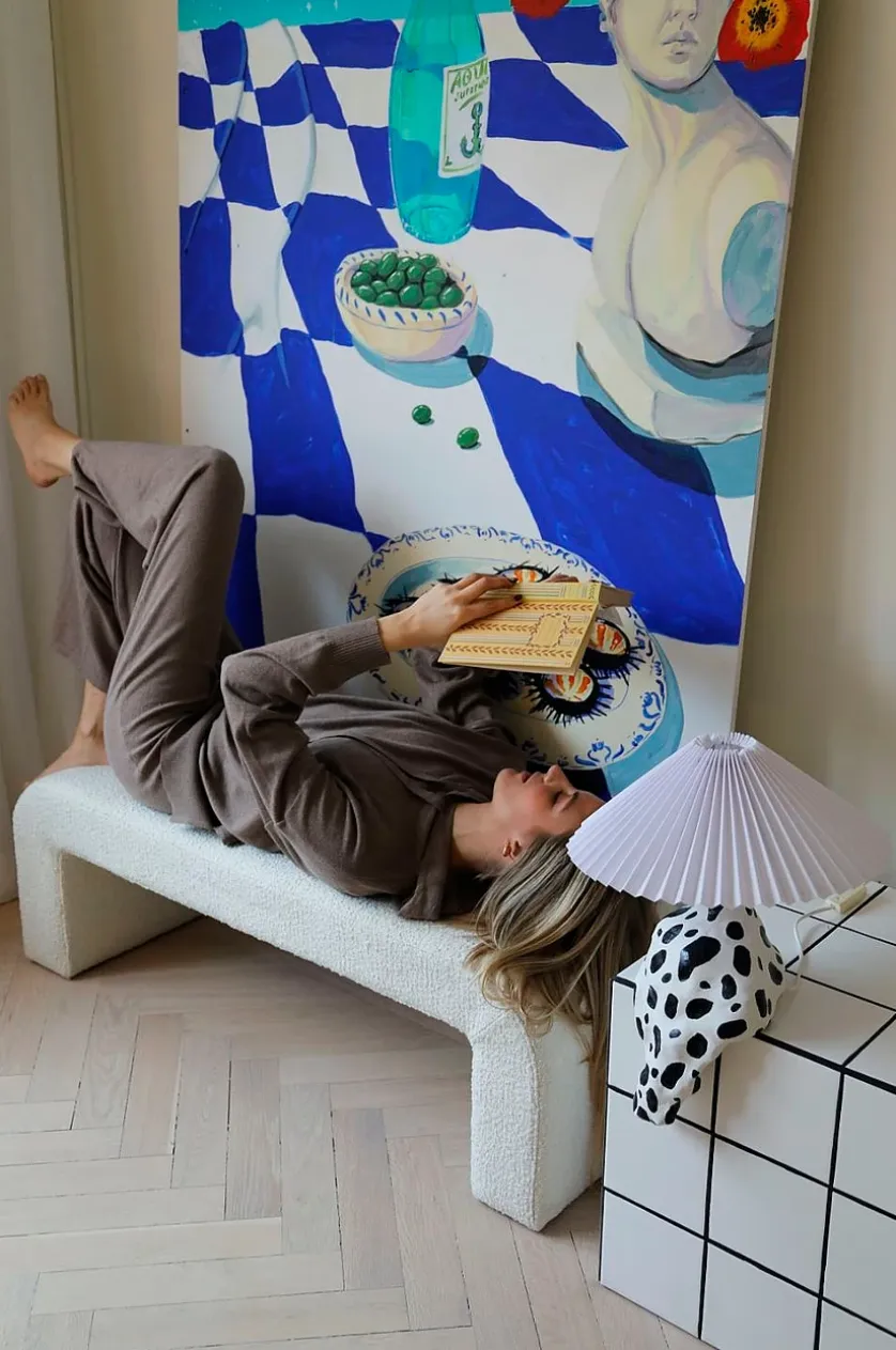 Odette bænk i bouclé 120x41 cm